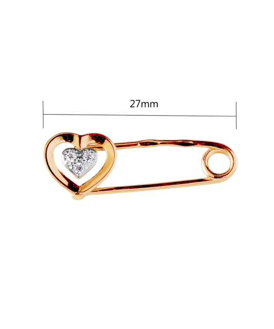 Auksinė sagė su cirkoniais "Širdis"