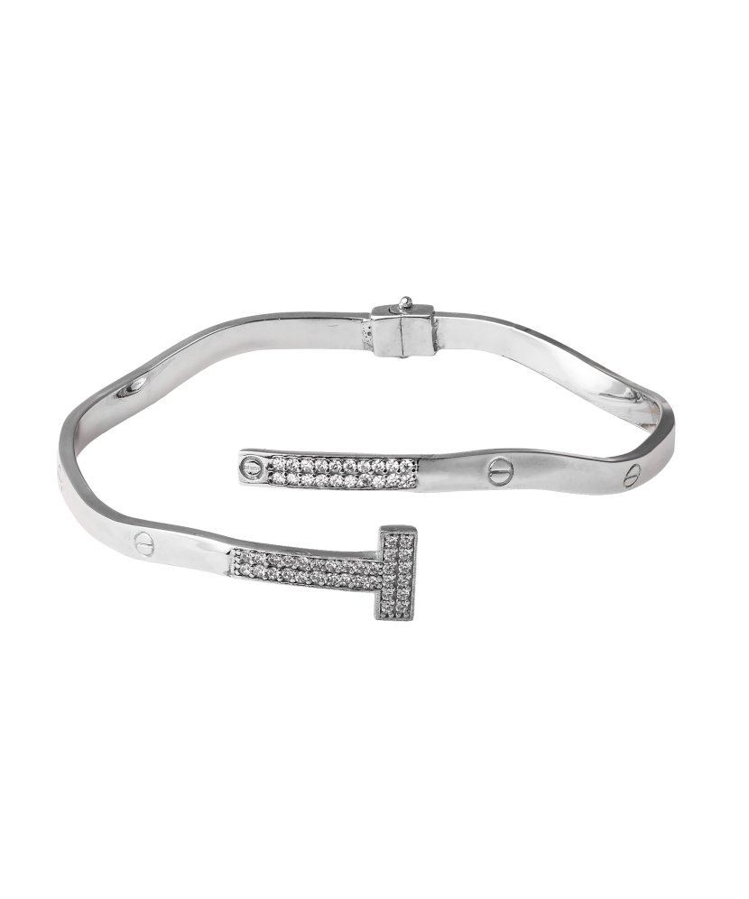 Sidabrinė Kieta Apyrankė Su Cirkoniais  - Goldinga