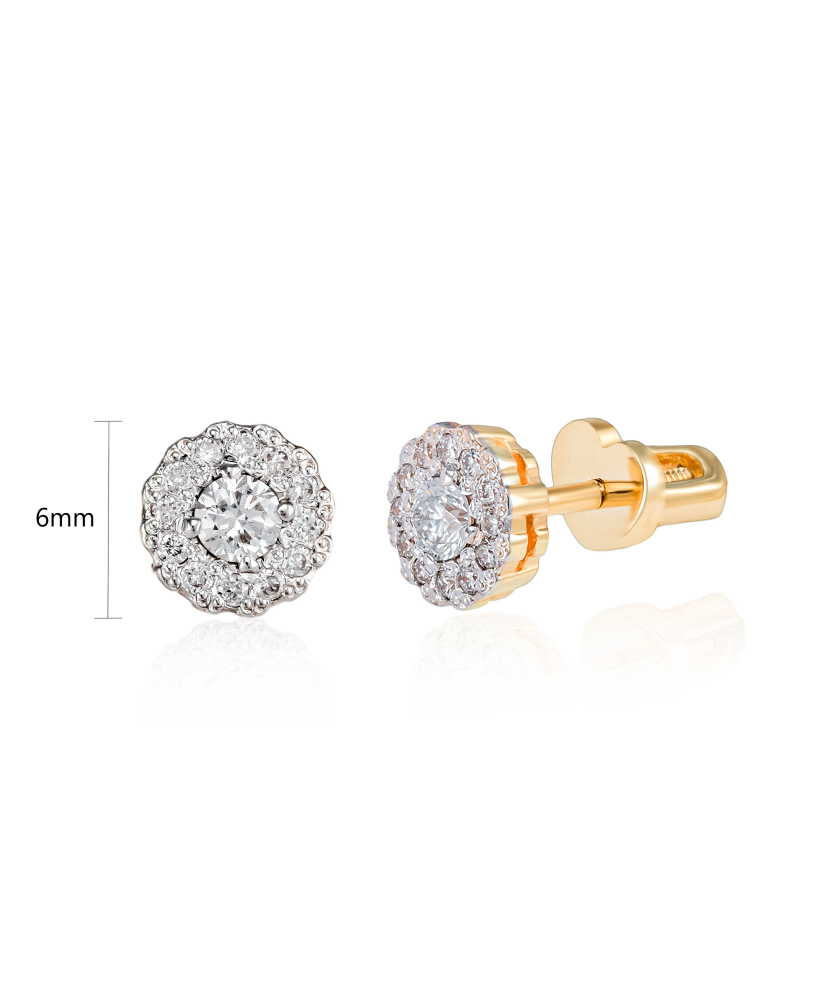 Geltono aukso auskarai su deimantais - Auksiniai Auskarai su brangakmeniais - Goldinga