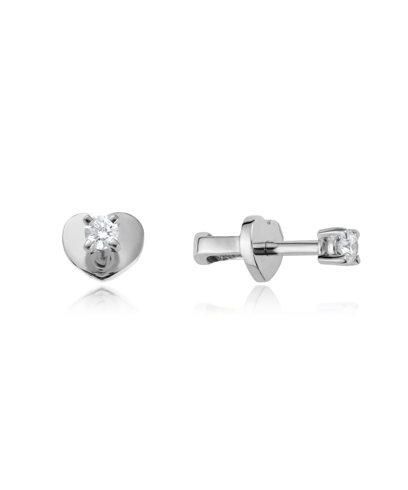 Balto aukso auskarai su deimantais - Auksiniai Auskarai su brangakmeniais - Goldinga