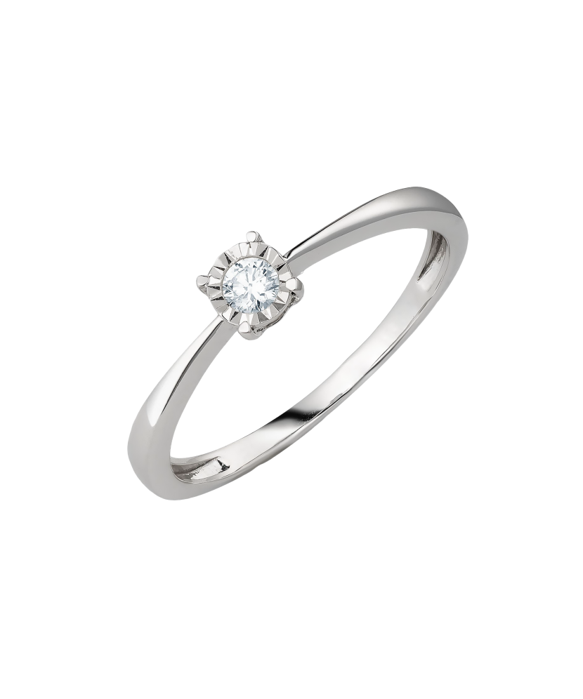 Balto aukso žiedas su briliantu  - Goldinga