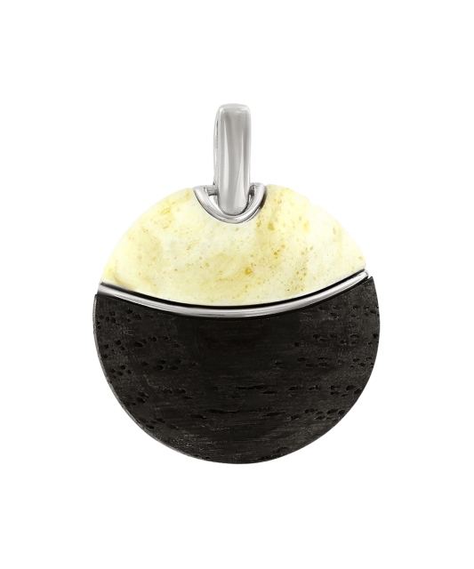 Sidabrinis pakabukas su gintaru ir medžiu  - Goldinga