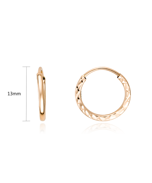 Auksiniai auskarai graviruotos rinkutės 13mm - Auksiniai auskarai - Goldinga