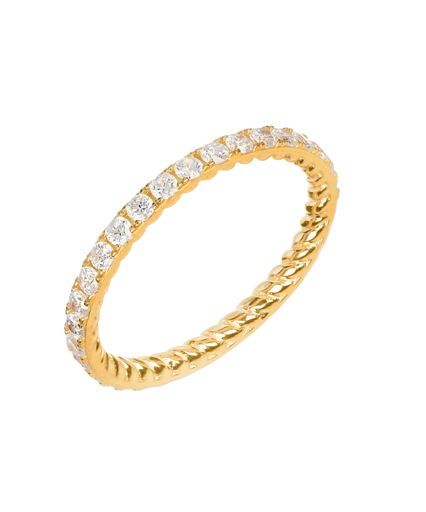 Paauksuotas sidabrinis žiedas su cirkoniais  - Goldinga