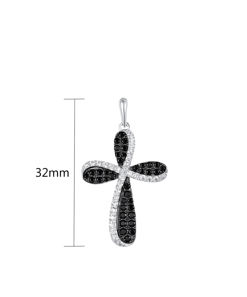 Sidabrinis pakabukas su špineliais ir cirkoniais "Kryželis"