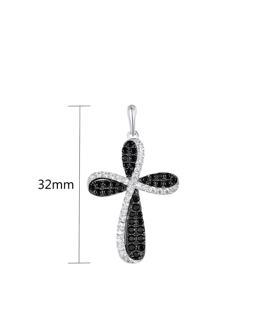 Sidabrinis pakabukas su špineliais ir cirkoniais "Kryželis"