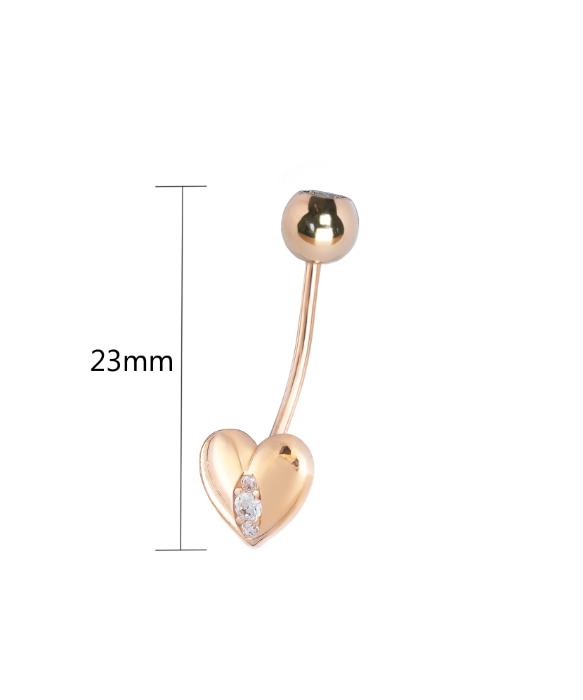 Auksinis auskaras į bambą su cirkoniais "Širdelė"  - Goldinga