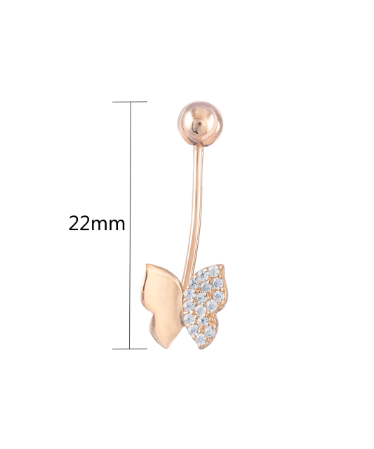 Auksinis auskaras į bambą su cirkoniais "Drugelis"  - Goldinga