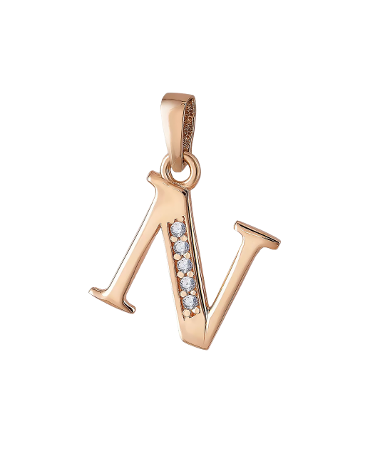 Auksinis pakabukas su cirkoniais raidė N  - Goldinga