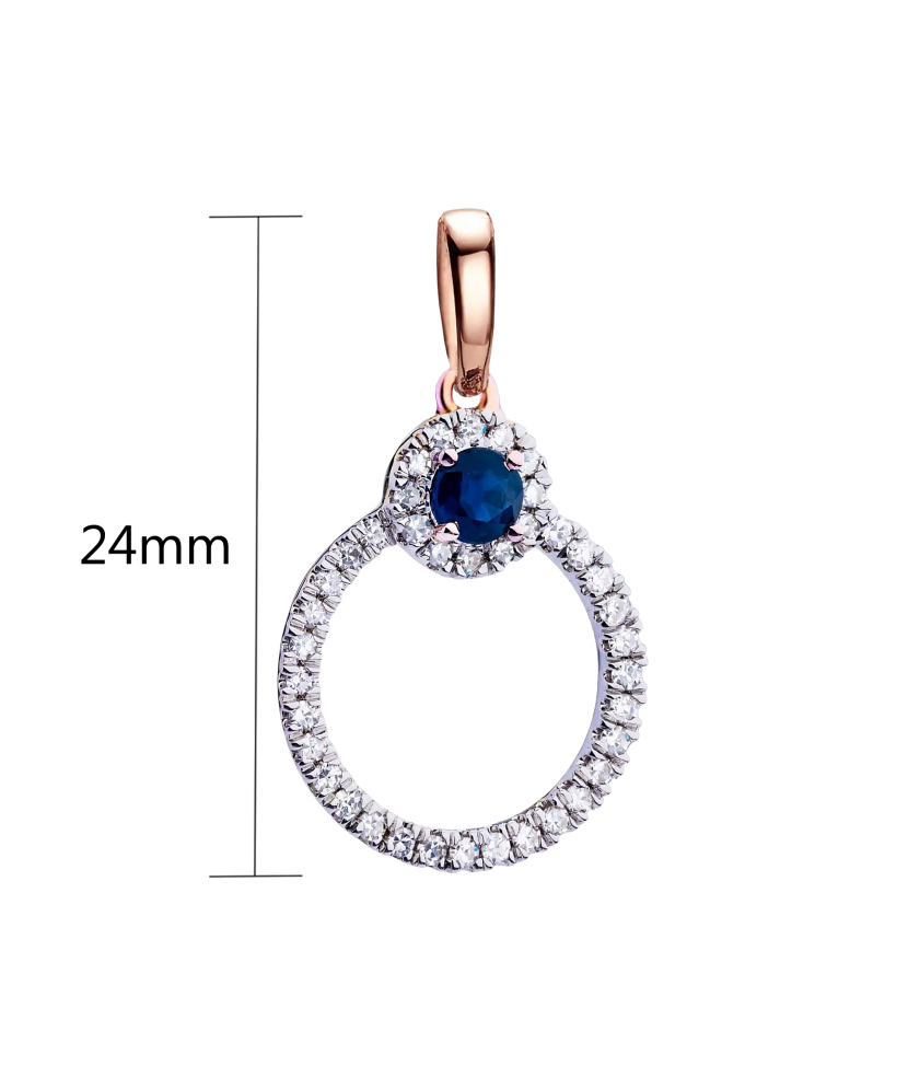 Auksinis pakabukas su safyru ir deimantais  - Goldinga