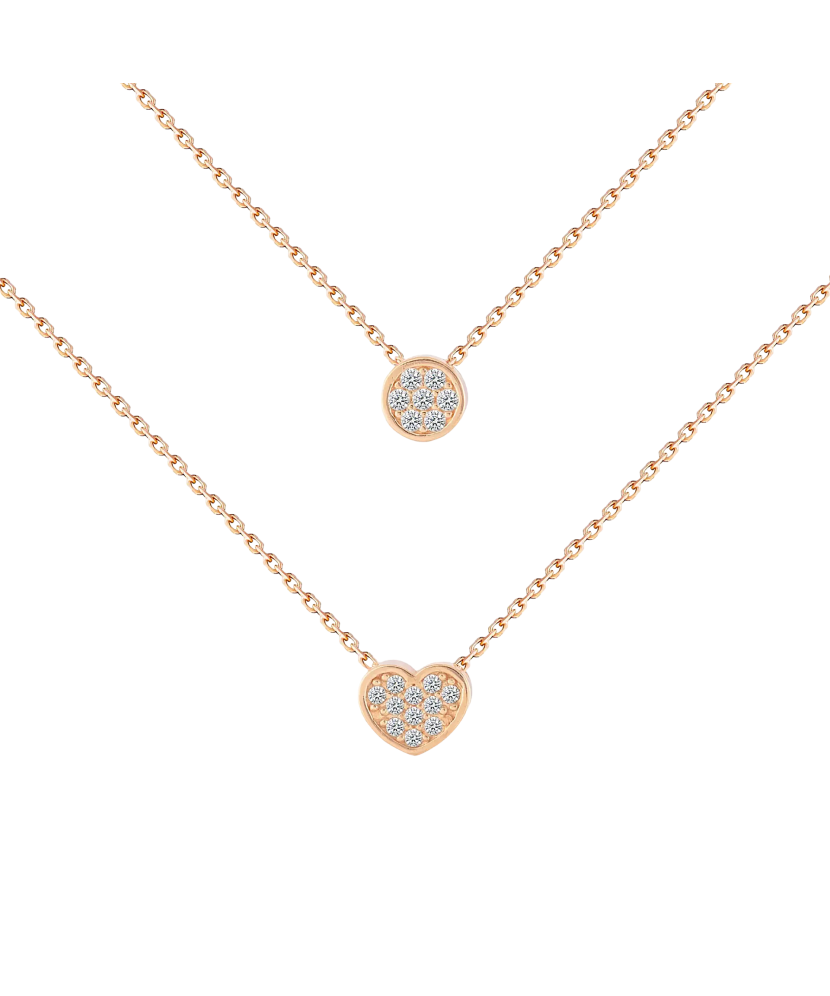 Auksinė dviguba grandinėlė su cirkonio pakabuku "Širdelė"  - Goldinga