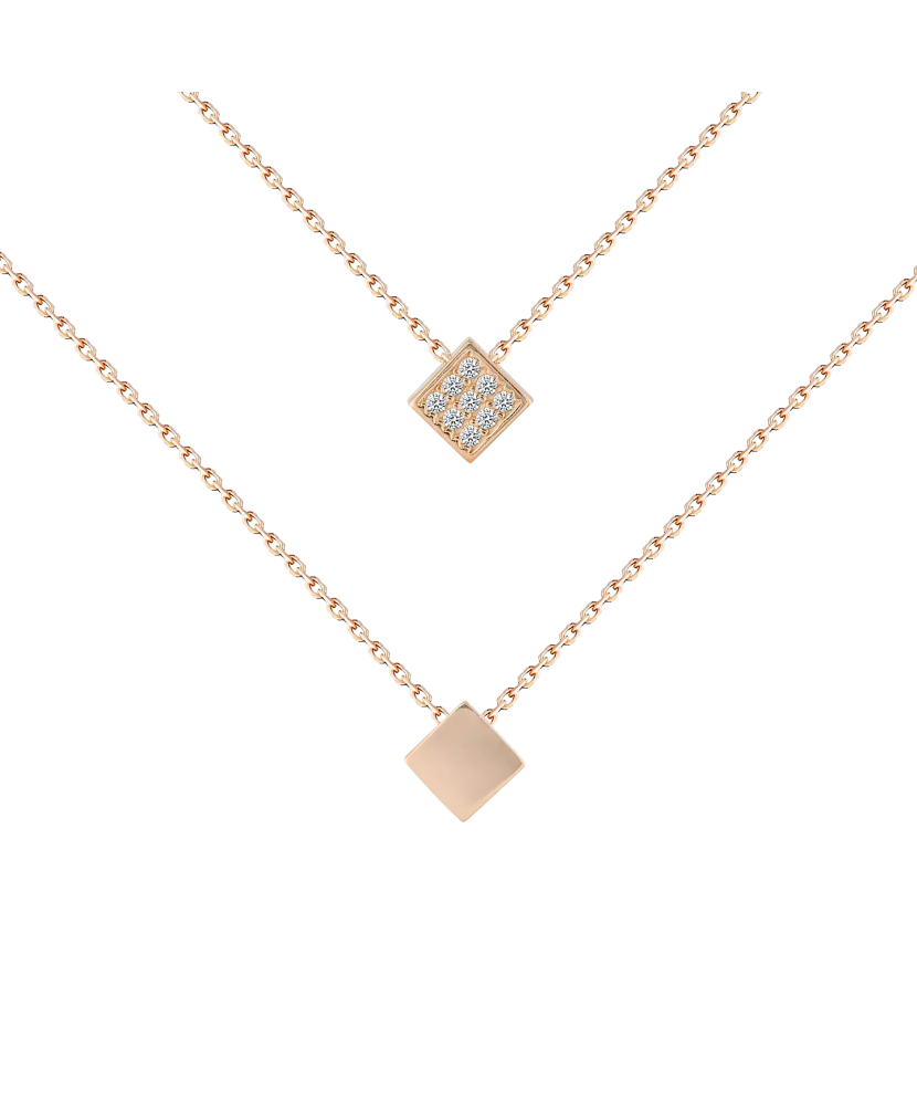 Auksinė dviguba grandinėlė su cirkonio pakabuku  - Goldinga