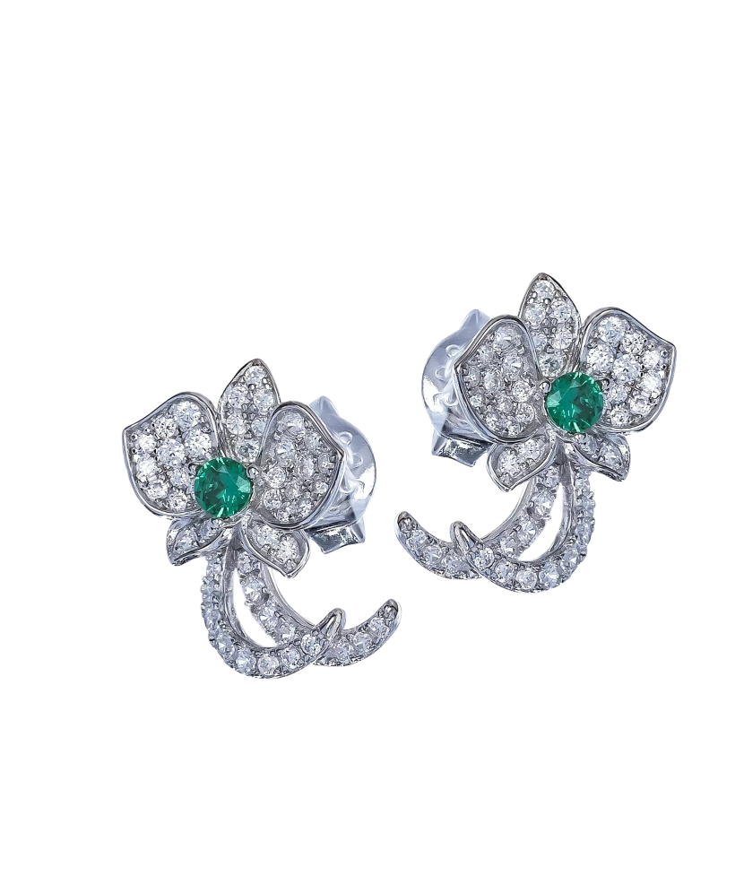 Sidabriniai auskarai su špineliais ir cirkoniais  - Goldinga