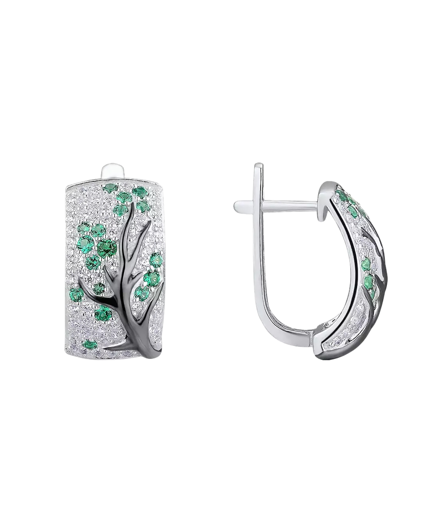 Sidabriniai auskarai su špineliais ir cirkoniais  - Goldinga