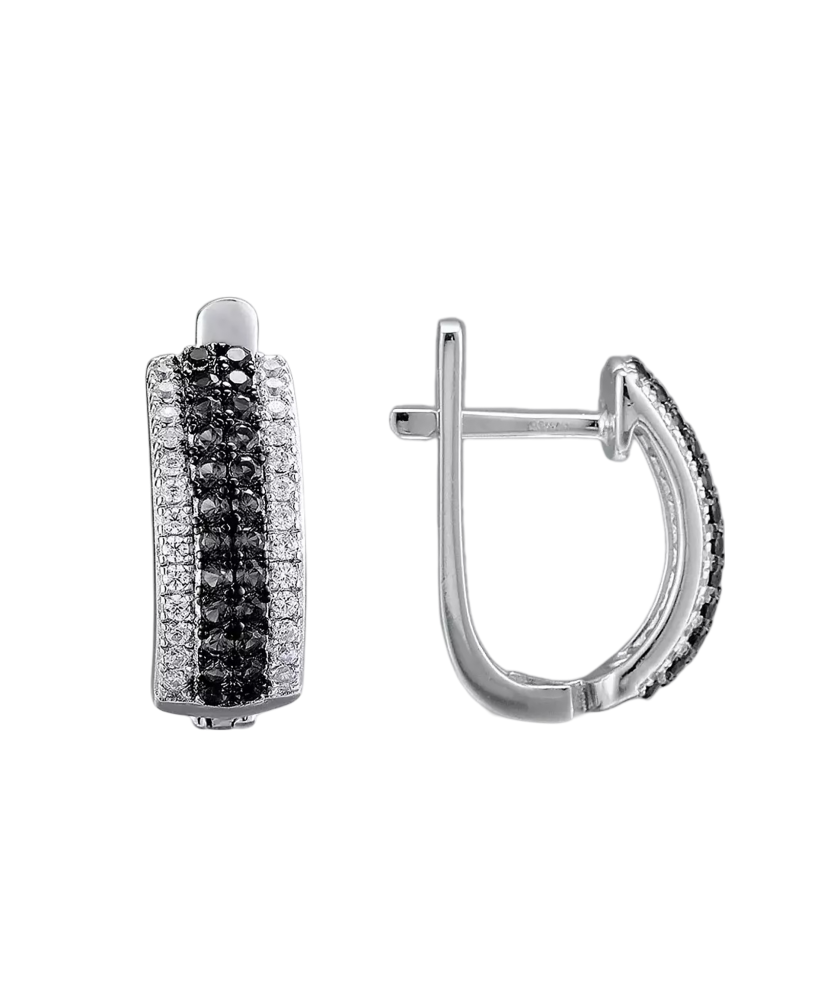 Sidabriniai auskarai su špineliais ir cirkoniais  - Goldinga