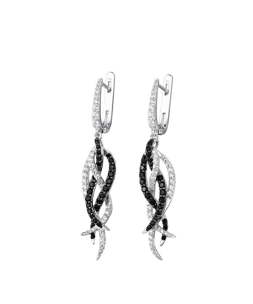 Sidabriniai auskarai su špineliais ir cirkoniais  - Goldinga