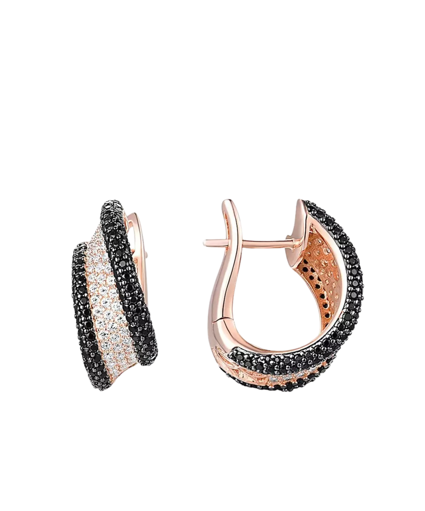 Paauksuoti sidabriniai auskarai su špineliais ir cirkoniais  - Gold...