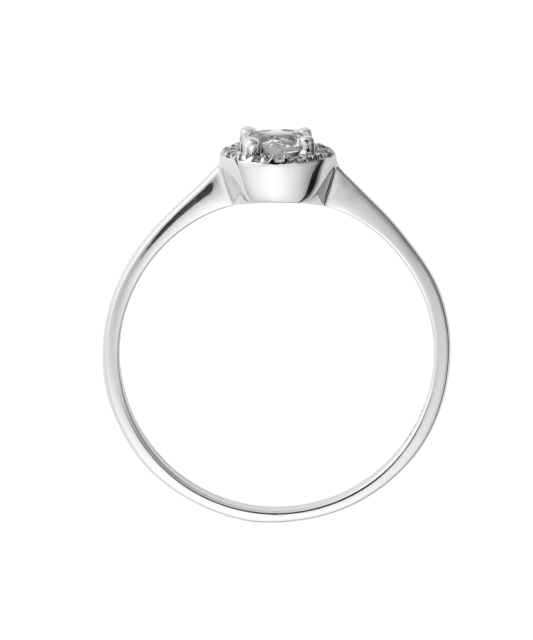 Balto aukso žiedas su deimantais ir skaidriu topazu - Auksiniai žiedai - Goldinga