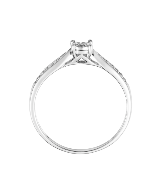 Balto aukso žiedas su deimantais - Auksiniai žiedai - Goldinga