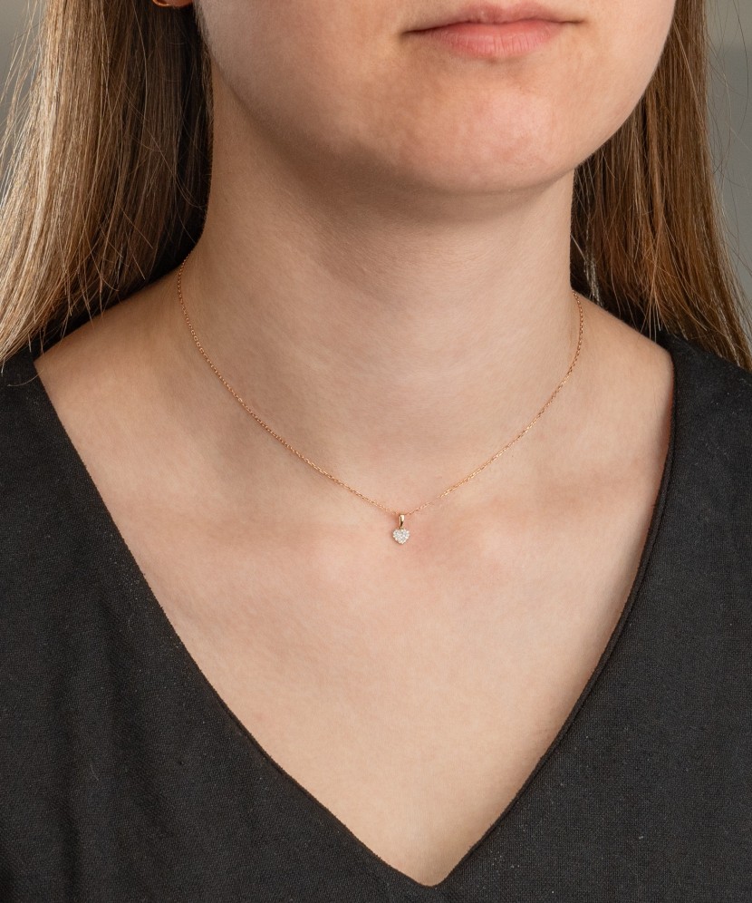 Auksinis pakabukas su deimantais "Širdelė" - Pakabukai su brangakmeniais - Goldinga