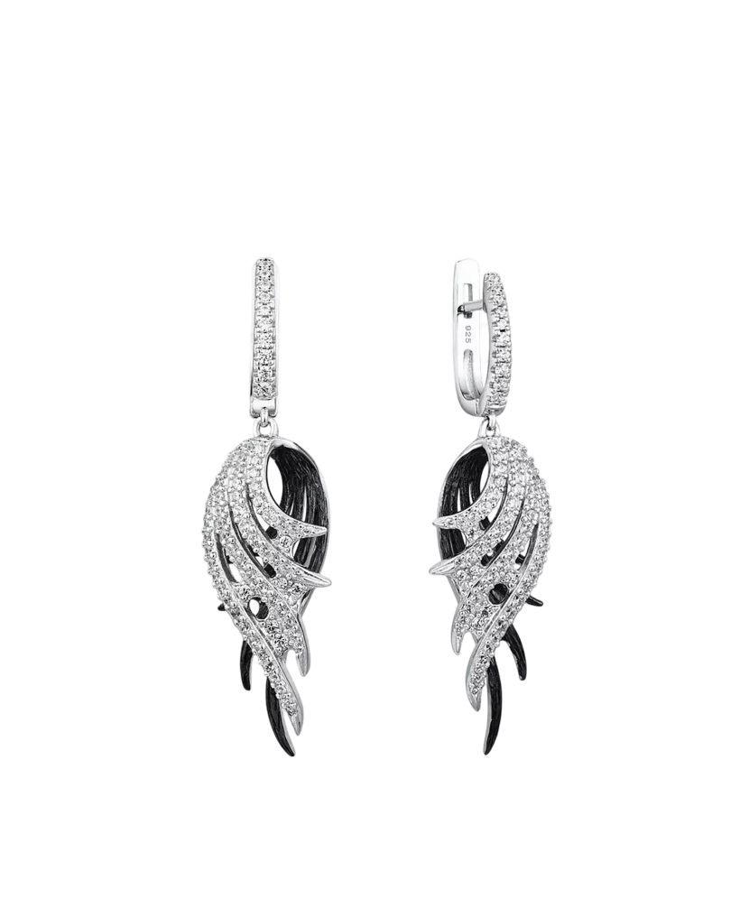 Sidabriniai auskarai su cirkoniais "Sparnai"