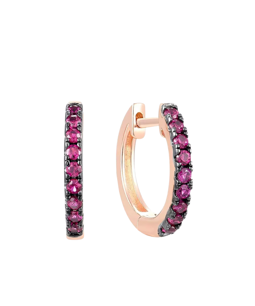 Paauksuoti sidabriniai auskarai su nano rubinais  - Goldinga