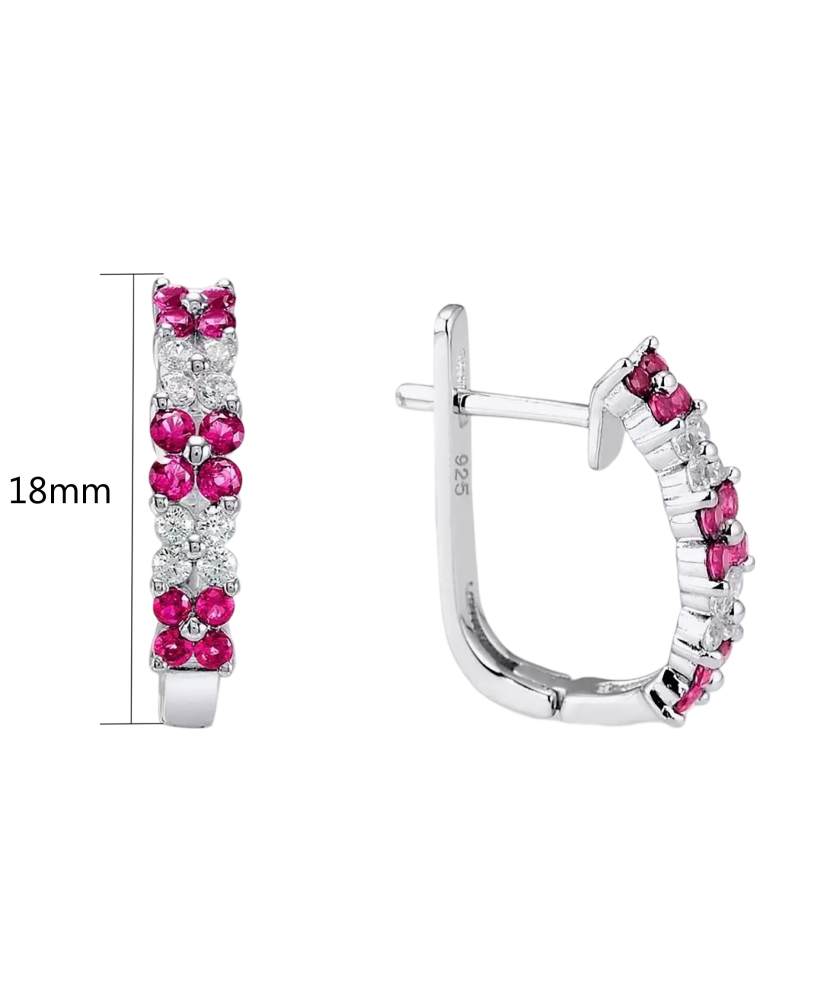 Sidabriniai auskarai su nano rubinais ir cirkoniais  - Goldinga