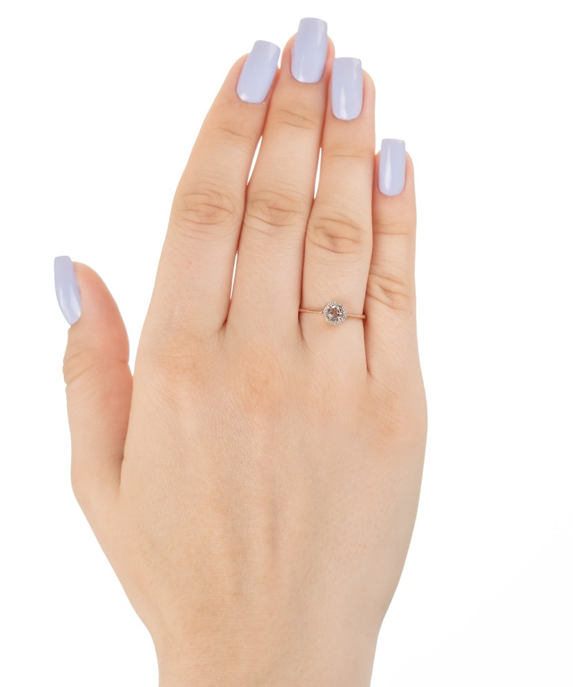 Auksinis žiedas su deimantais ir skaidriu topazu - Auksiniai žiedai - Goldinga