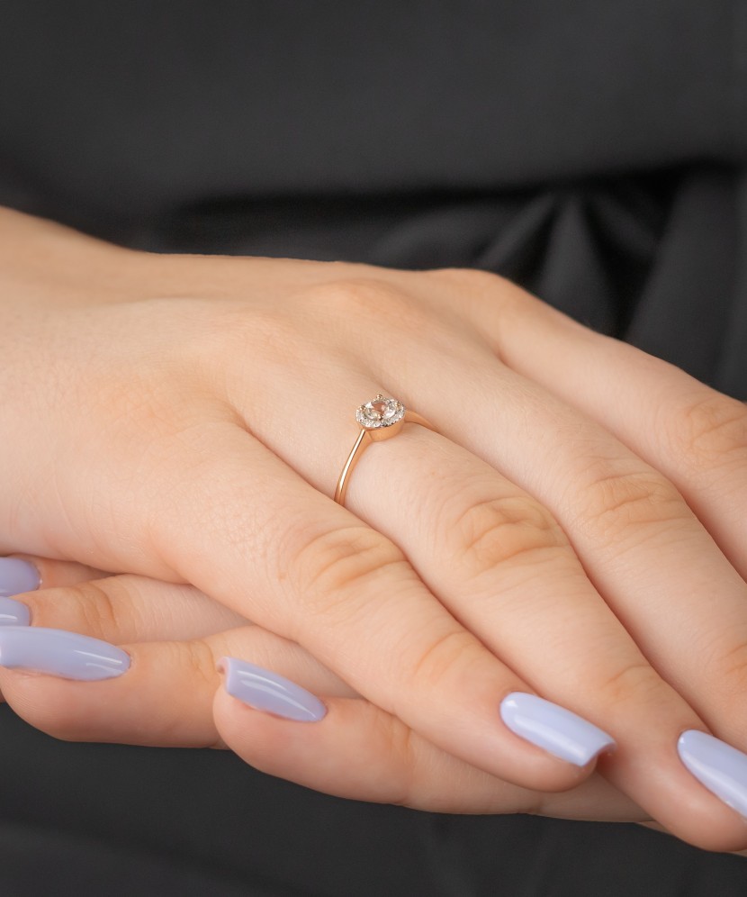 Auksinis žiedas su deimantais ir skaidriu topazu - Auksiniai žiedai - Goldinga