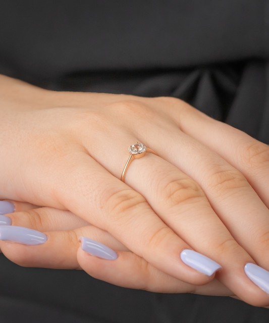 Auksinis žiedas su deimantais ir skaidriu topazu - Auksiniai žiedai - Goldinga