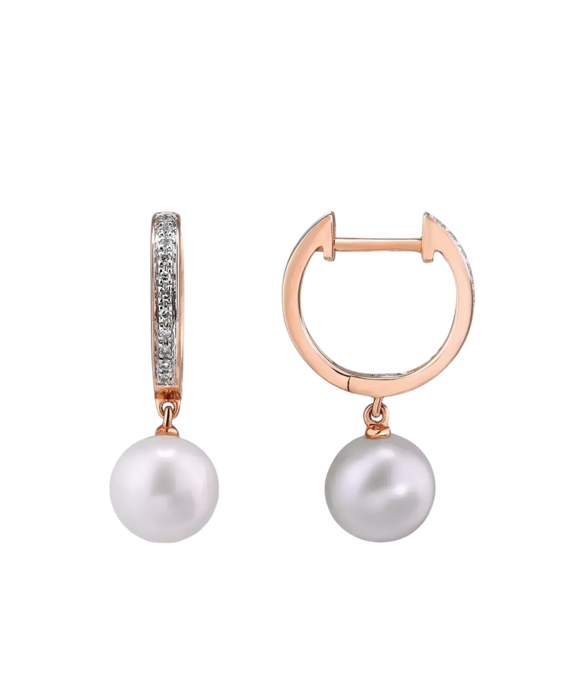 Auksiniai auskarai su deimantais ir perlais - Auksiniai Auskarai su brangakmeniais - Goldinga