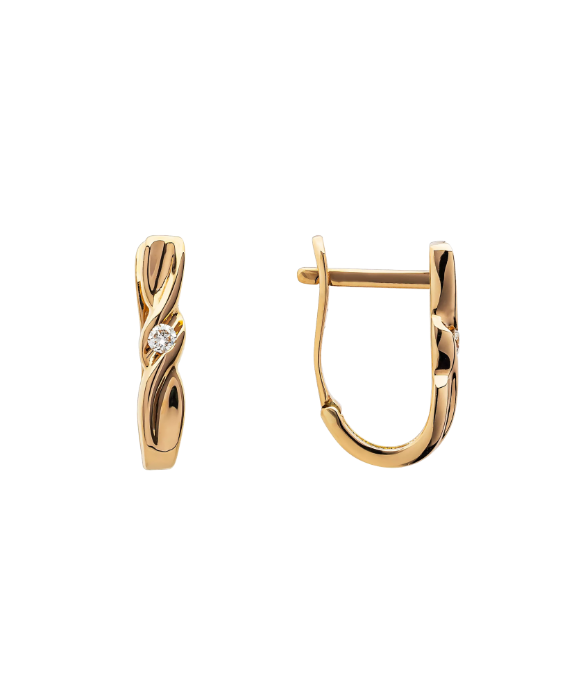 Auksiniai auskarai su briliantais  - Goldinga