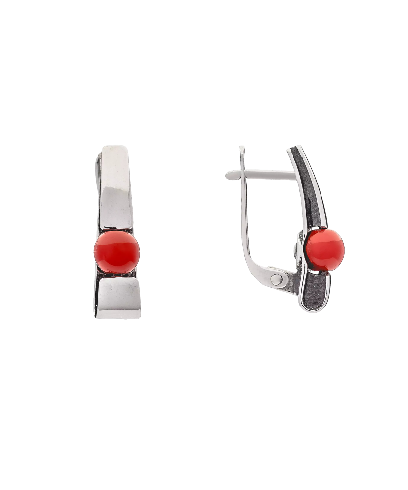 Sidabriniai auskarai su koralais  - Goldinga