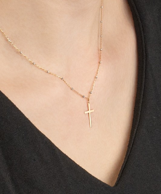 Auksinė grandinėlė su pakabuku "Kryželis" - Auksinės grandinėlės su pakabukais - Goldinga