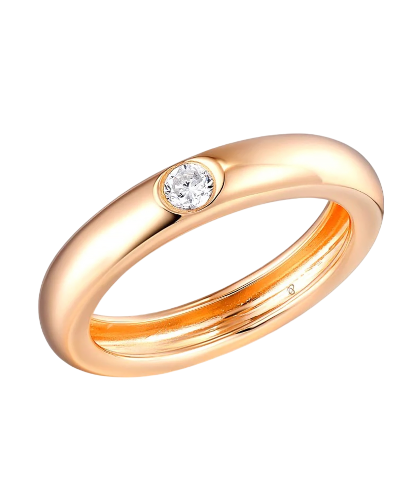 Sidabrinis paauksuotas žiedas su cirkoniu