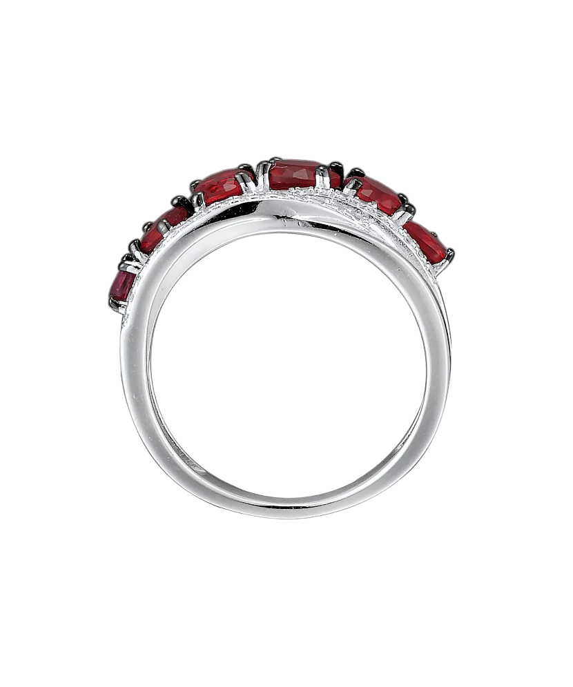 Sidabrinis žiedas su cirkoniais ir nano rubinu  - Goldinga