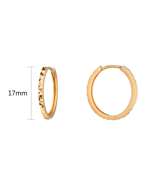 Auksiniai Auskarai Graviruotos Rinkutės 17mm - Auksiniai auskarai - Goldinga