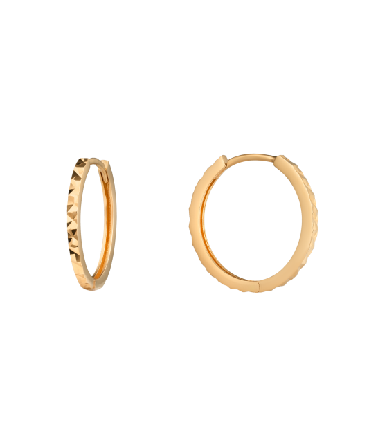 Auksiniai Auskarai Graviruotos Rinkutės 17mm - Auksiniai auskarai - Goldinga