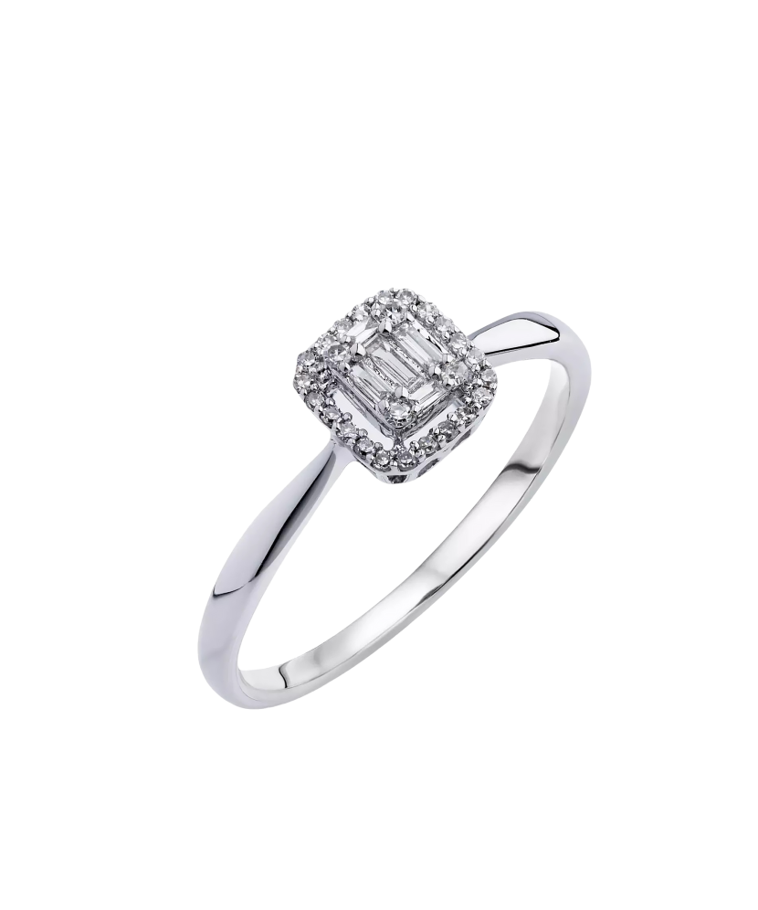 Balto aukso žiedas su deimantais  - Goldinga