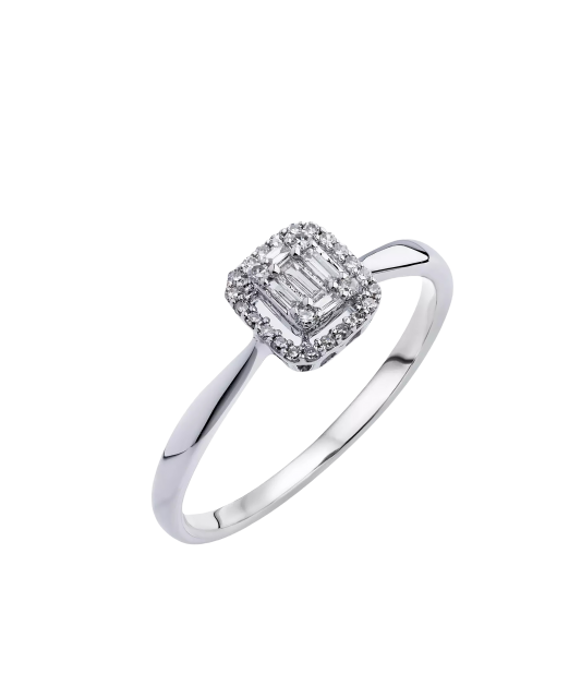 Balto aukso žiedas su deimantais  - Goldinga