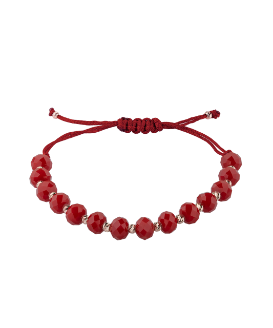 Raudono siūlo apyrankė su auksu ir oniksais  - Goldinga