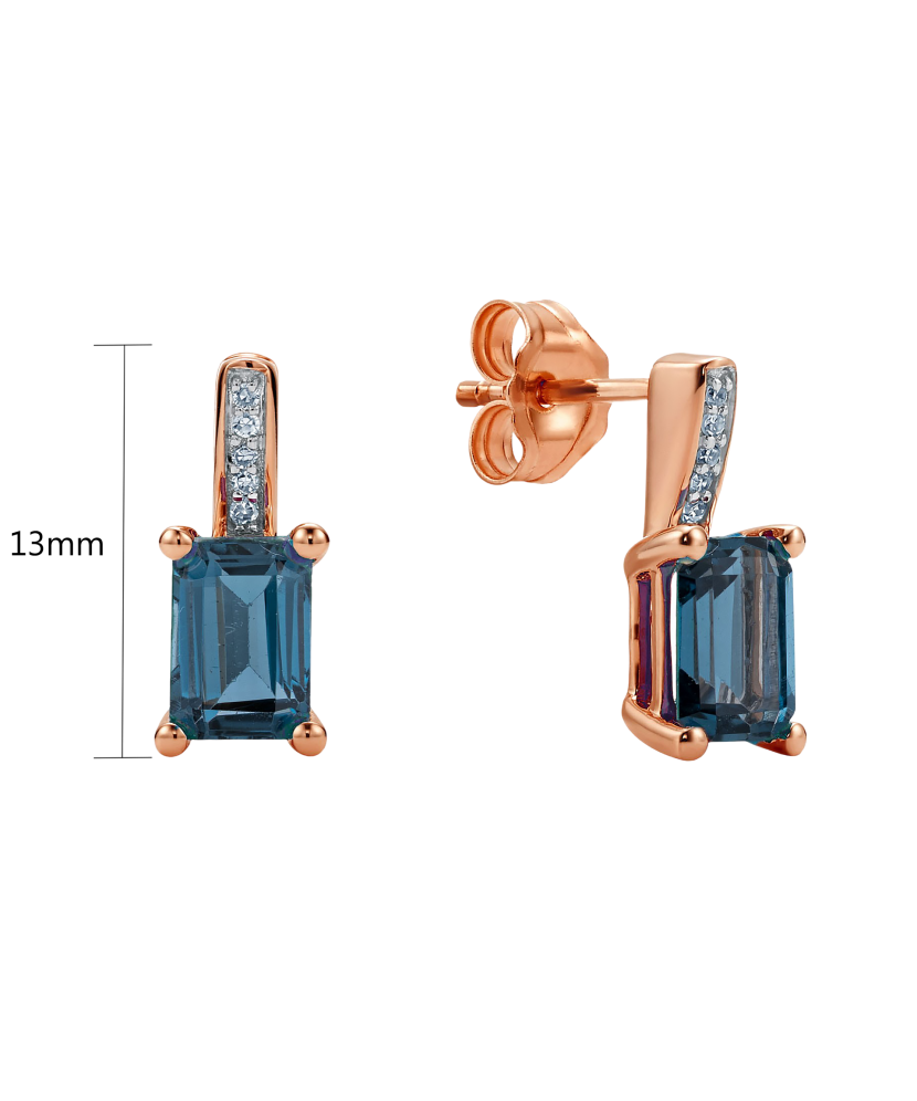 Auksiniai auskarai su London topazais ir briliantais  - Goldinga