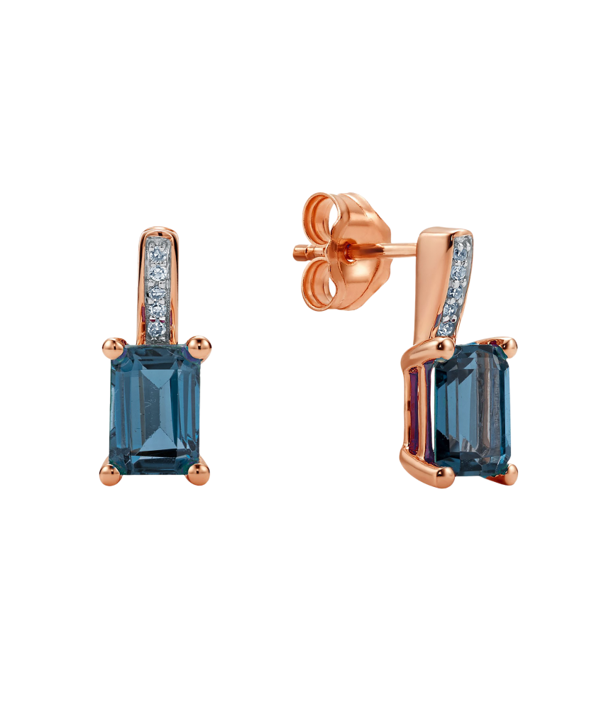 Auksiniai auskarai su London topazais ir briliantais  - Goldinga