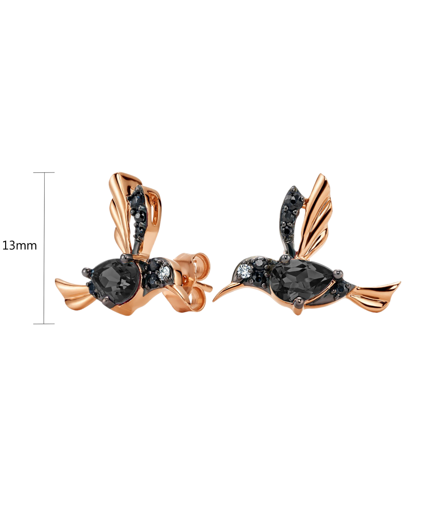 Auksiniai auskarai su oniksu ir juodaisiais deimantais  - Goldinga