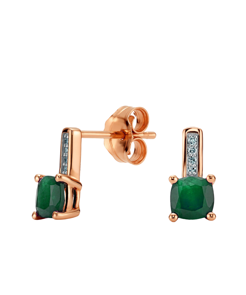 Auksiniai auskarai su smaragdais ir briliantais  - Goldinga