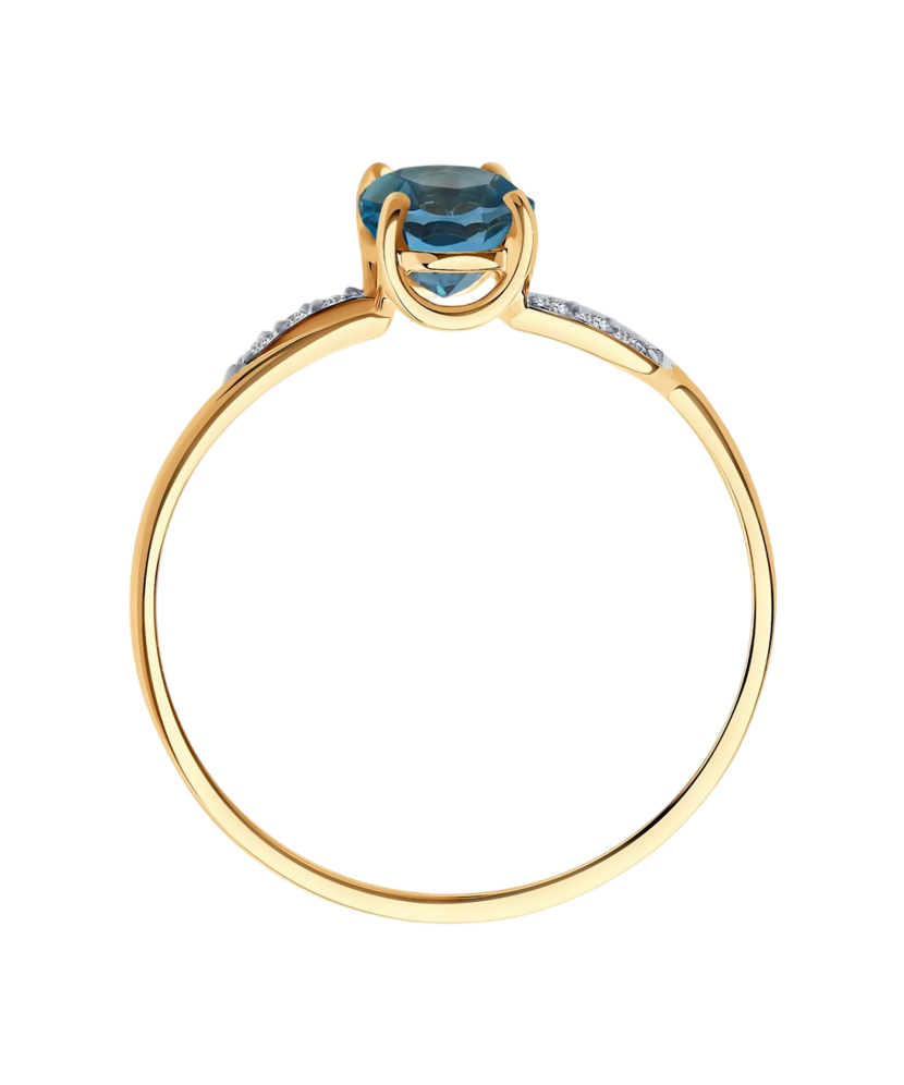 Auksinis žiedas su topazu ir cirkoniais  - Goldinga