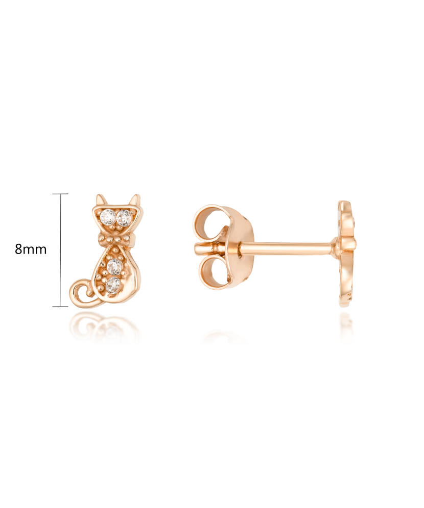 Auksiniai auskarai su cirkoniais "Katinas" - Vaikiški auskarai - Goldinga