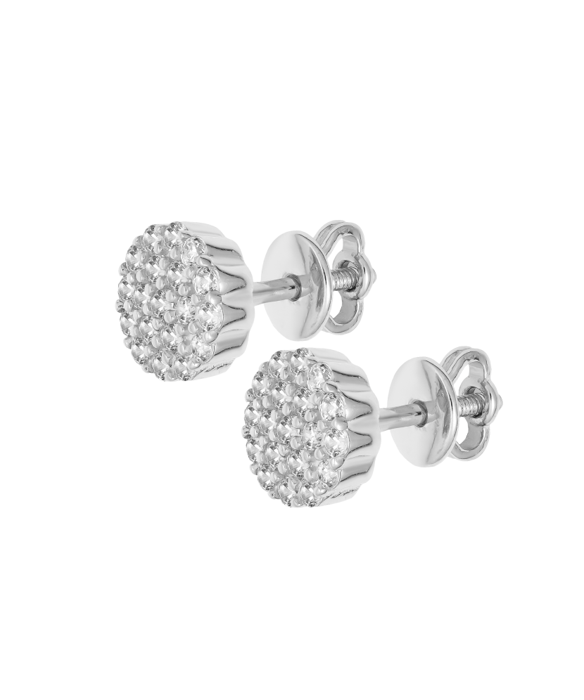 Balto aukso auskarai su cirkoniais - Auksiniai auskarai - Goldinga