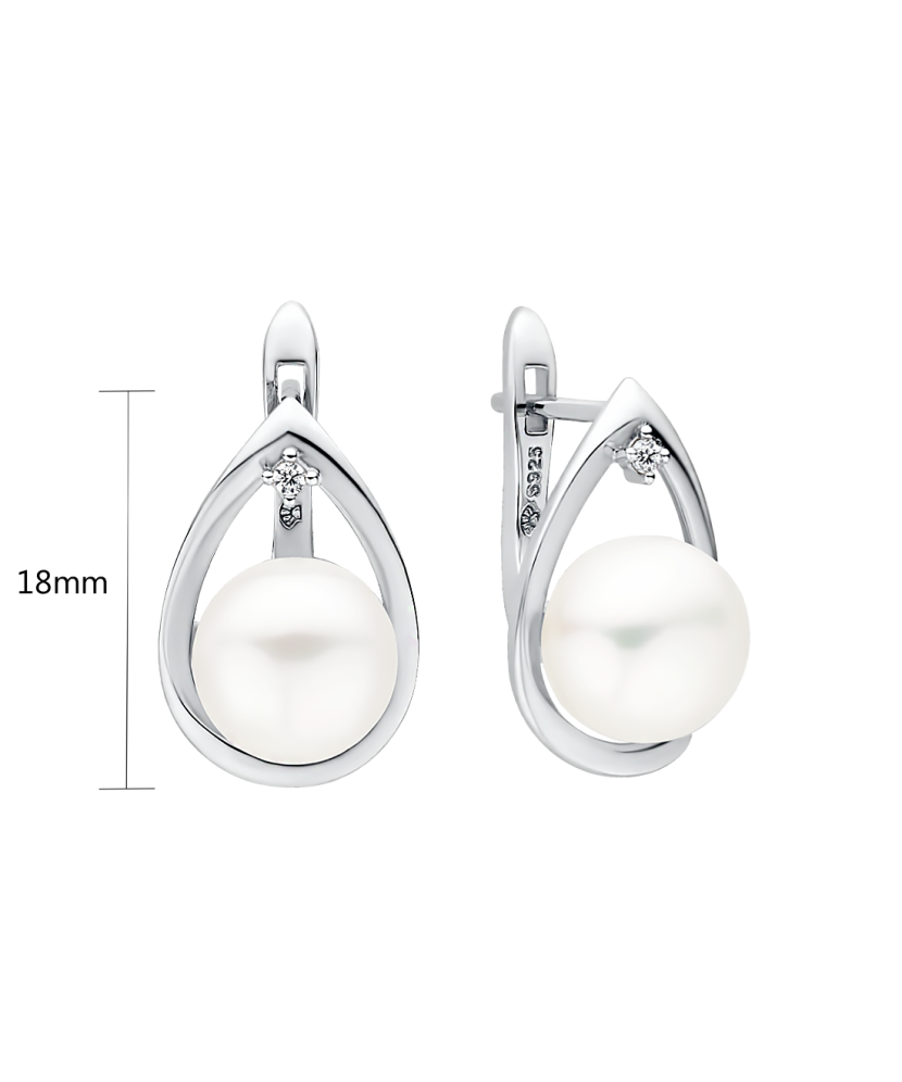 Sidabriniai Auskarai Su Perlais ir cirkoniais  - Goldinga