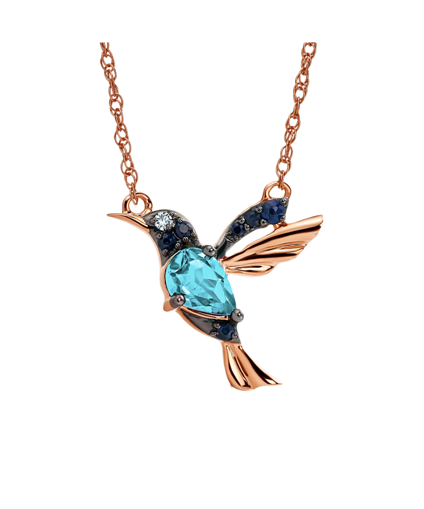 Auksinė grandinėlė su safyrų, topazo ir brilianto pakabuku  - Goldinga